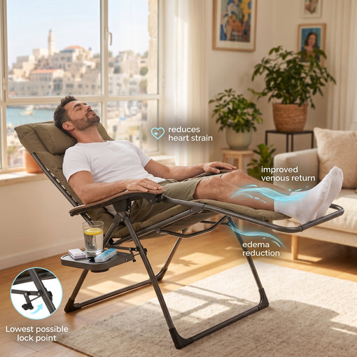 ?כורסה להרמת רגליים ובריאות הלב: איך מנח אפס כבידה מפחית בצקות ונפיחות